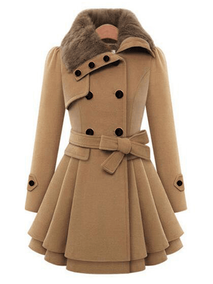 Women Double-Breasted Winter Warm Coats with Belt - MRSLM