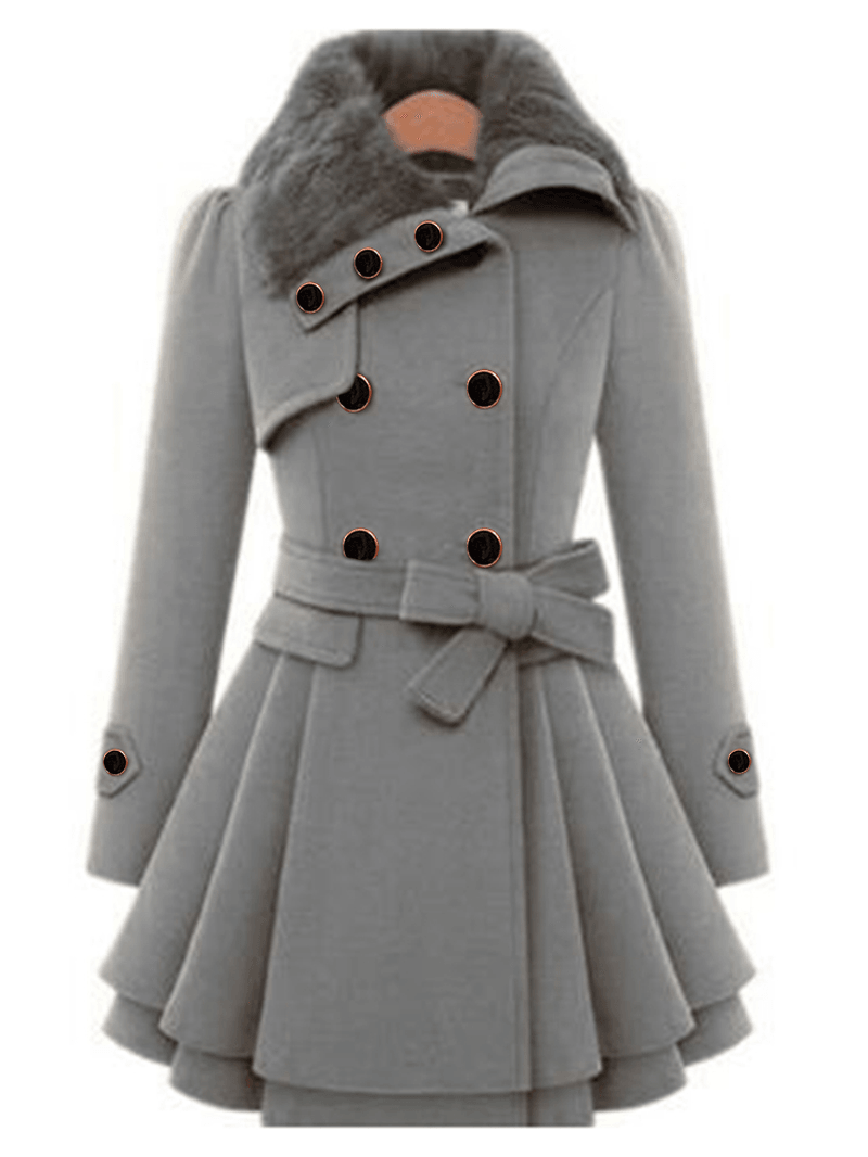 Women Double-Breasted Winter Warm Coats with Belt - MRSLM