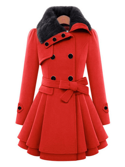 Women Double-Breasted Winter Warm Coats with Belt - MRSLM