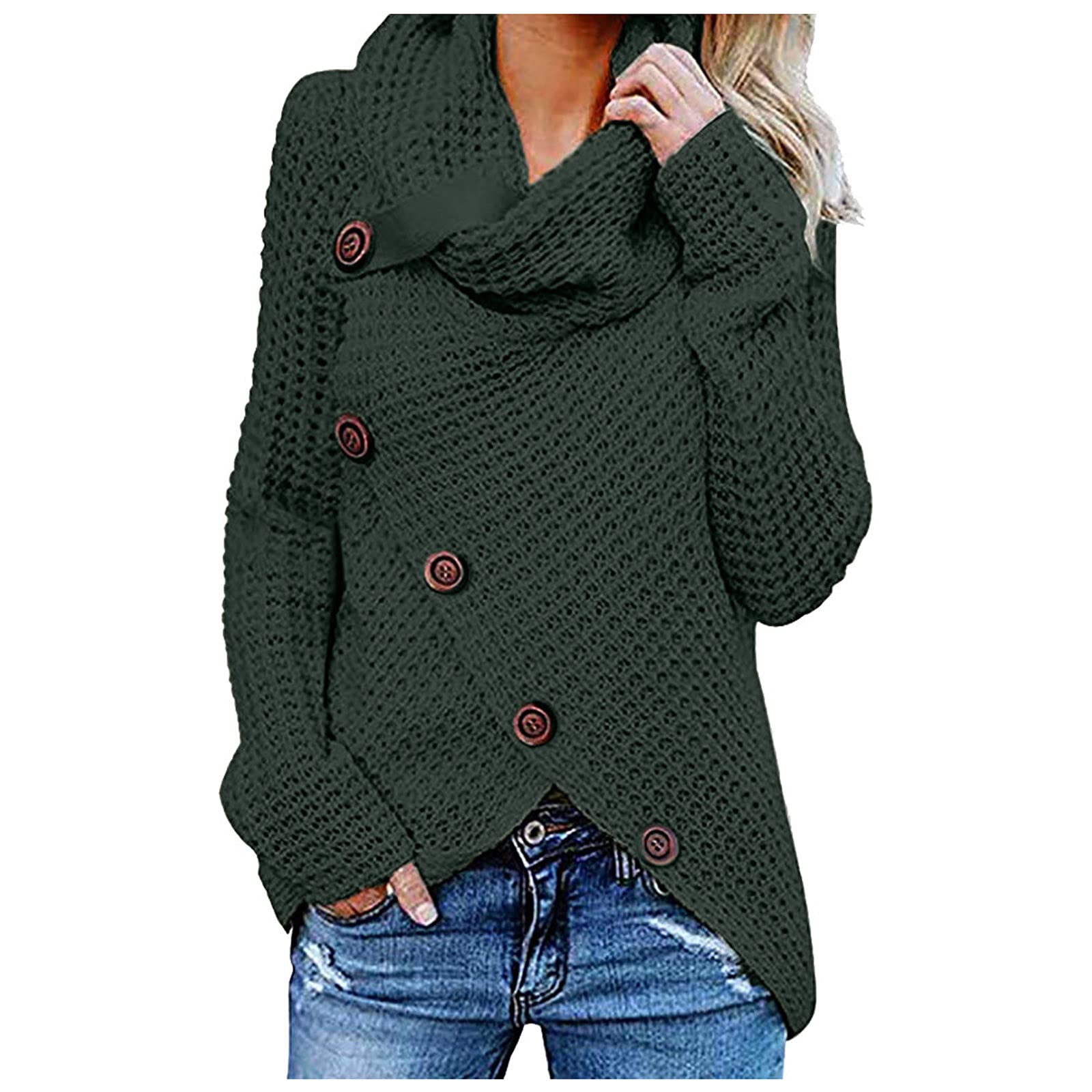 Button Solid Long Sleeve Lightweight Sweaters