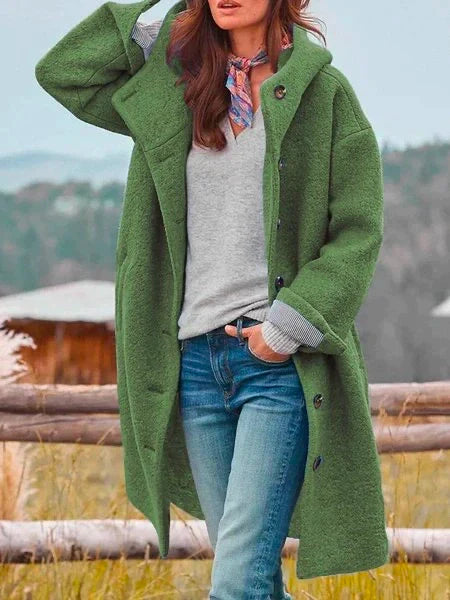 Amy - Damesherfst Winter Warm Windjack Effen Effen Erwt met Zakken Stijlvol Jasje - Groen-3XL -  Neomoda