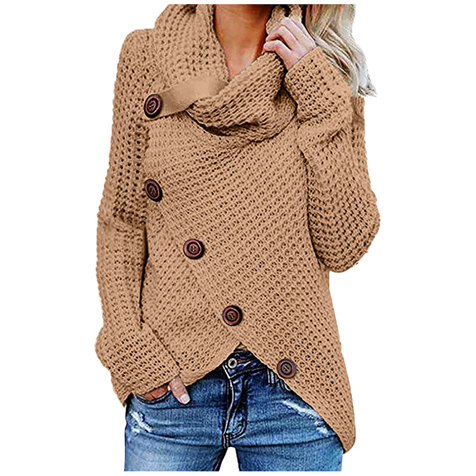 Button Solid Long Sleeve Lightweight Sweaters