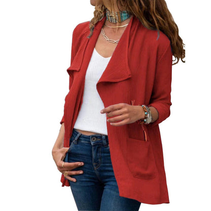 Women's Solid Color Long-sleeved Short Windbreaker Casual All-match Cardigan Jacket - Trendha