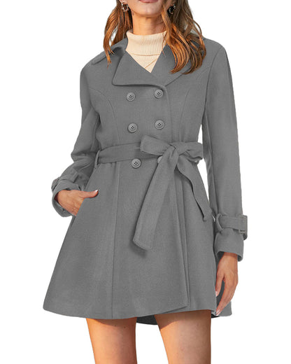 zeagoo womens fashion classic lapel double breasted thick wool trench coat jacket