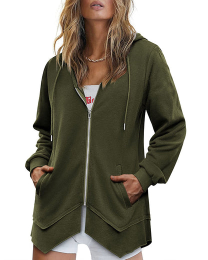 zeagoo women zip up hoodies fleece lined tunic sweatshirt long casual hoodie jacket with pockets