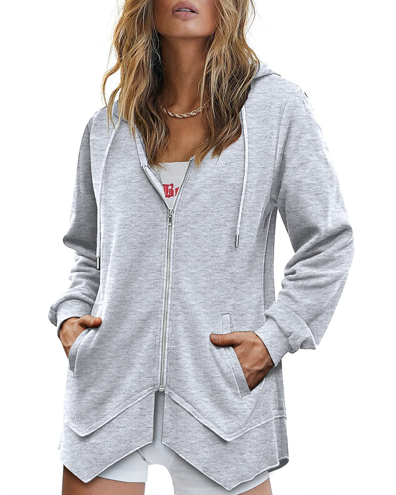 zeagoo women zip up hoodies fleece lined tunic sweatshirt long casual hoodie jacket with pockets