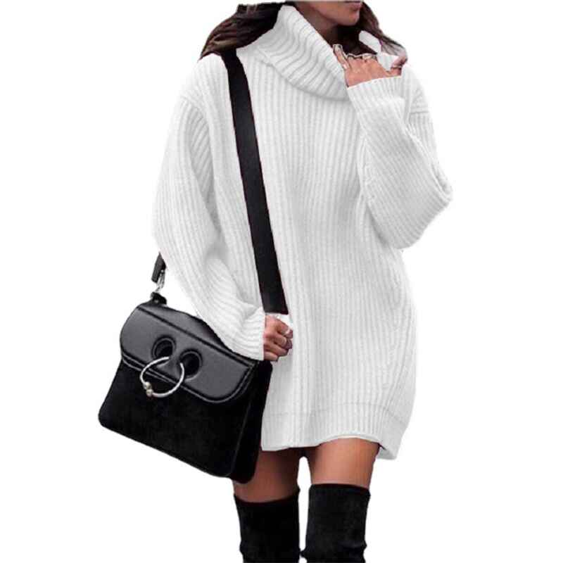    Red-Women-Turtleneck-Long-Lantern-Sleeve-Casual-Loose-Oversized-Sweater-Dress-Soft-Winter-Pullover-Dresses-K014