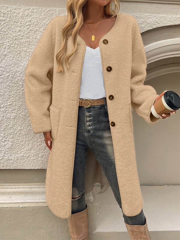 Women’s Knee-Length Cardigan Coat with Pockets