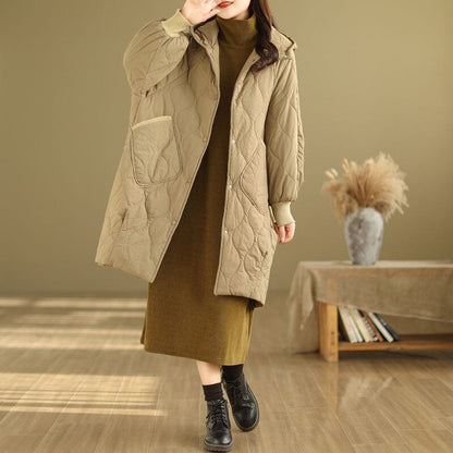 Women Casual Winter Quilted Loose Overcoat