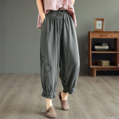 Women Retro Loose Bloomers Linen Pants