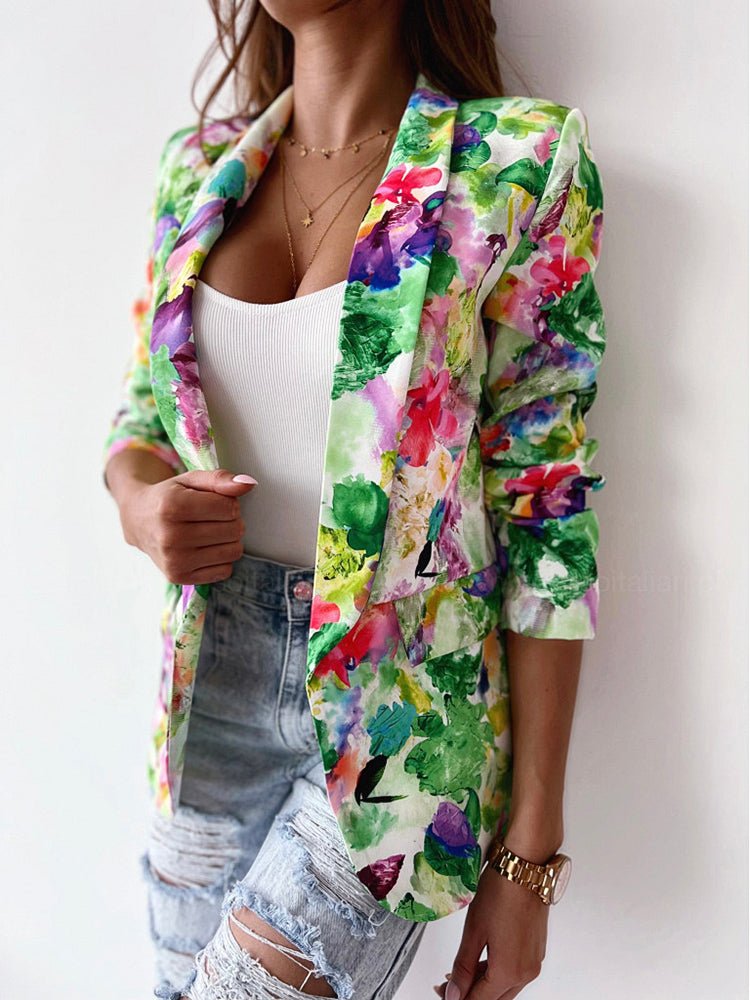 Coats Fashion Floral Print Padded Shoulder Coat - LuckyFash™