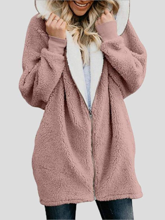 Women's Coats Hooded Zipper Cardigan Fur Coat - Coats & Jackets - INS | Online Fashion Free Shipping Clothing, Dresses, Tops, Shoes - 10/09/2021 - 20-30 - COA2109101140