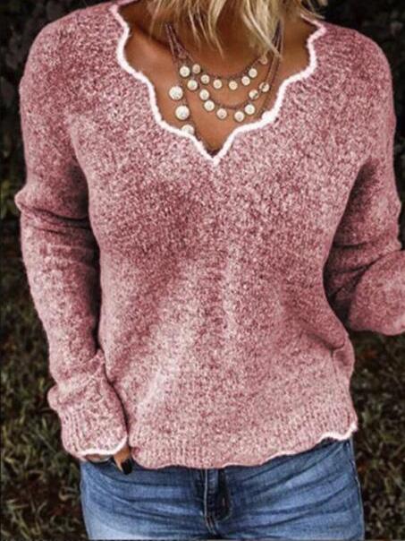 Sweaters V-Neck Casual Cute Knitted Sweater - LuckyFash™