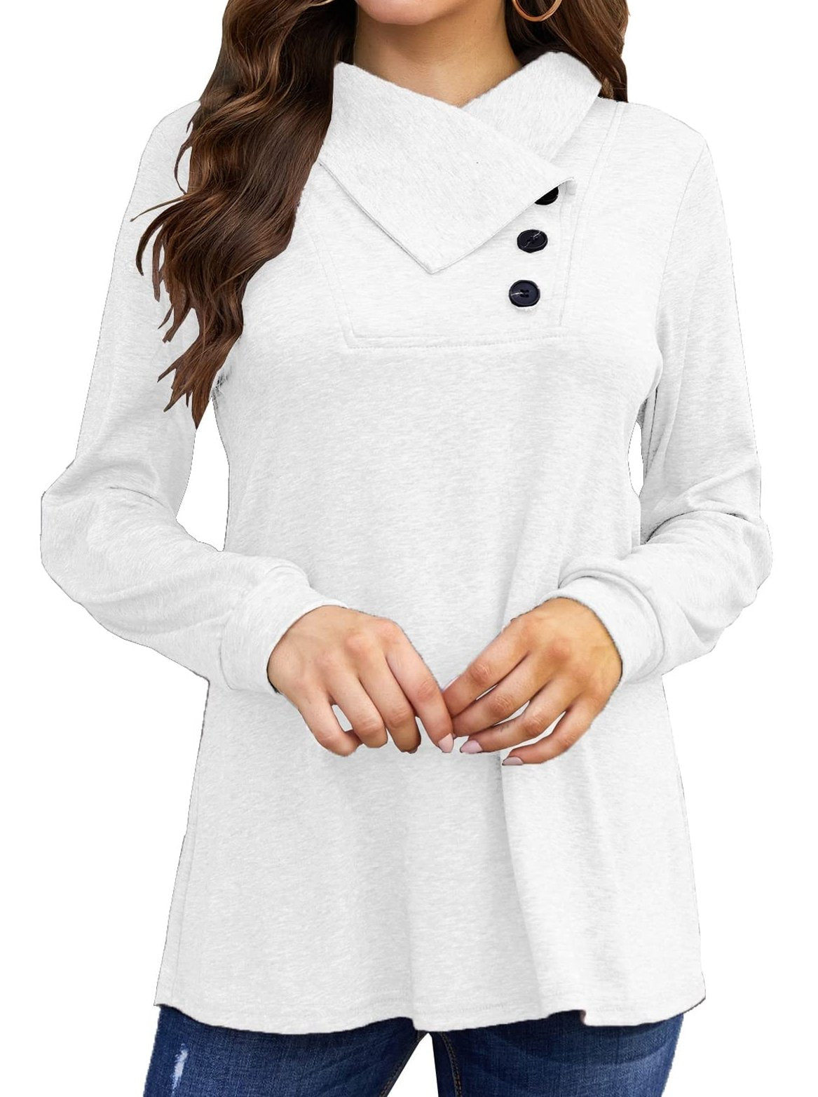 Women's T-Shirts Long Sleeve Cowl Neck Button T-Shirt - T-Shirts - Instastyled | Online Fashion Free Shipping Clothing, Dresses, Tops, Shoes - 20-30 - 24/11/2022 - CE